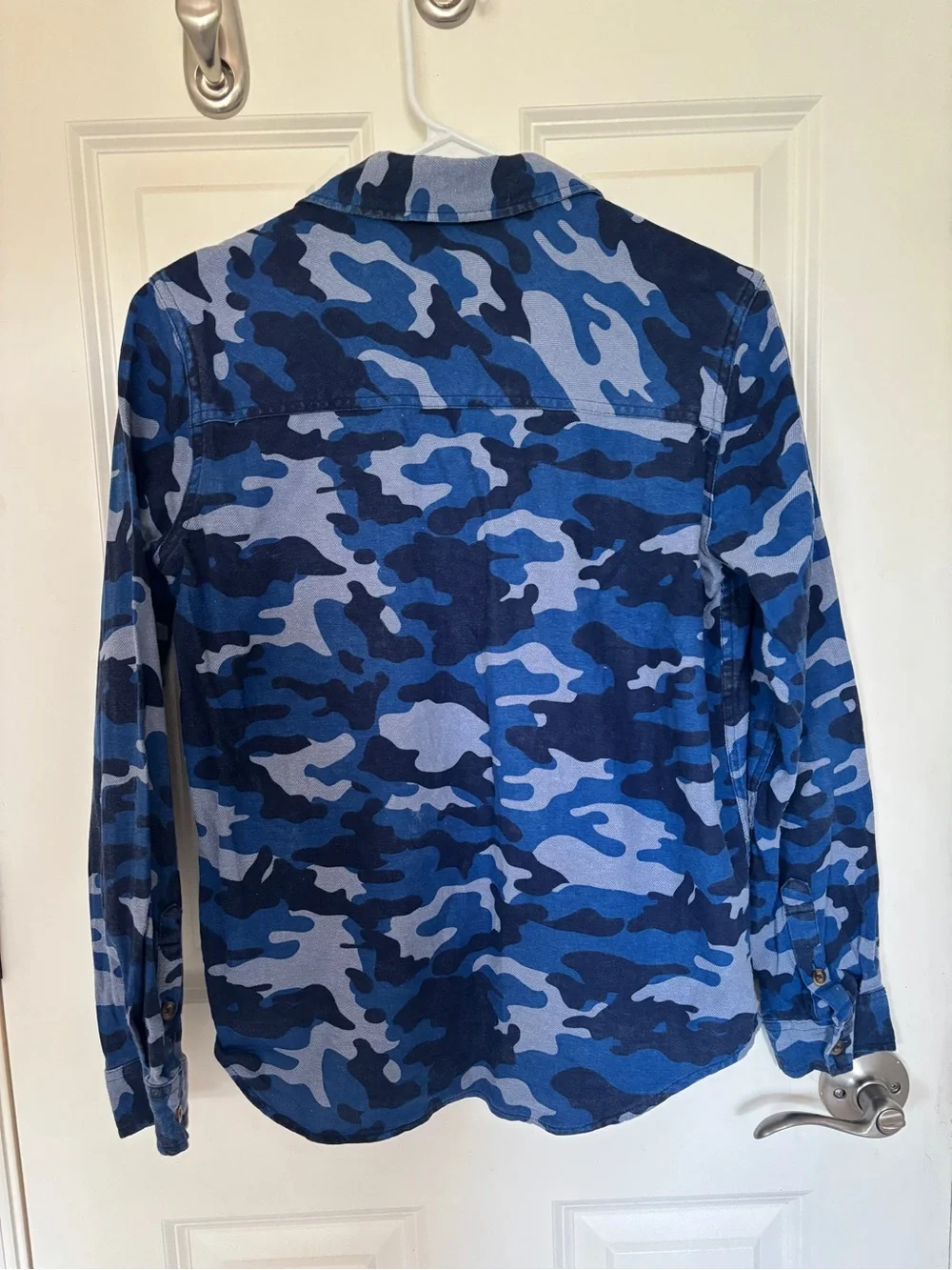 Youth Eddie Bauer Blue Camouflage Cotton Shirt, sz 14